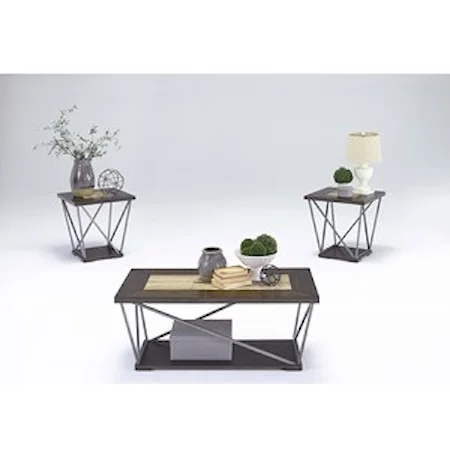 Contemporary Cocktail Table & 2 End Table Set